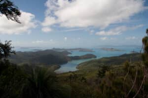 Looking over Hamilton Island from Whitsunday Peak